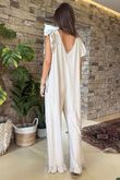 Made in Italy Bay Slub Mamma Mia Frill Jumpsuit Stone